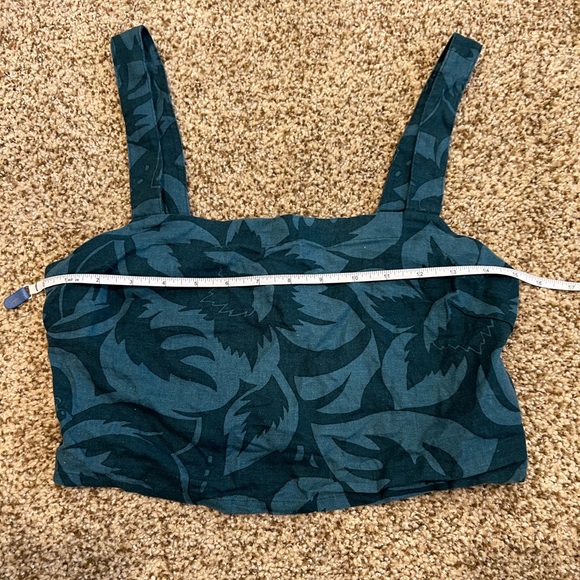 Madewell NWT ladies S linen blend crop top in green - Picture 3 of 7